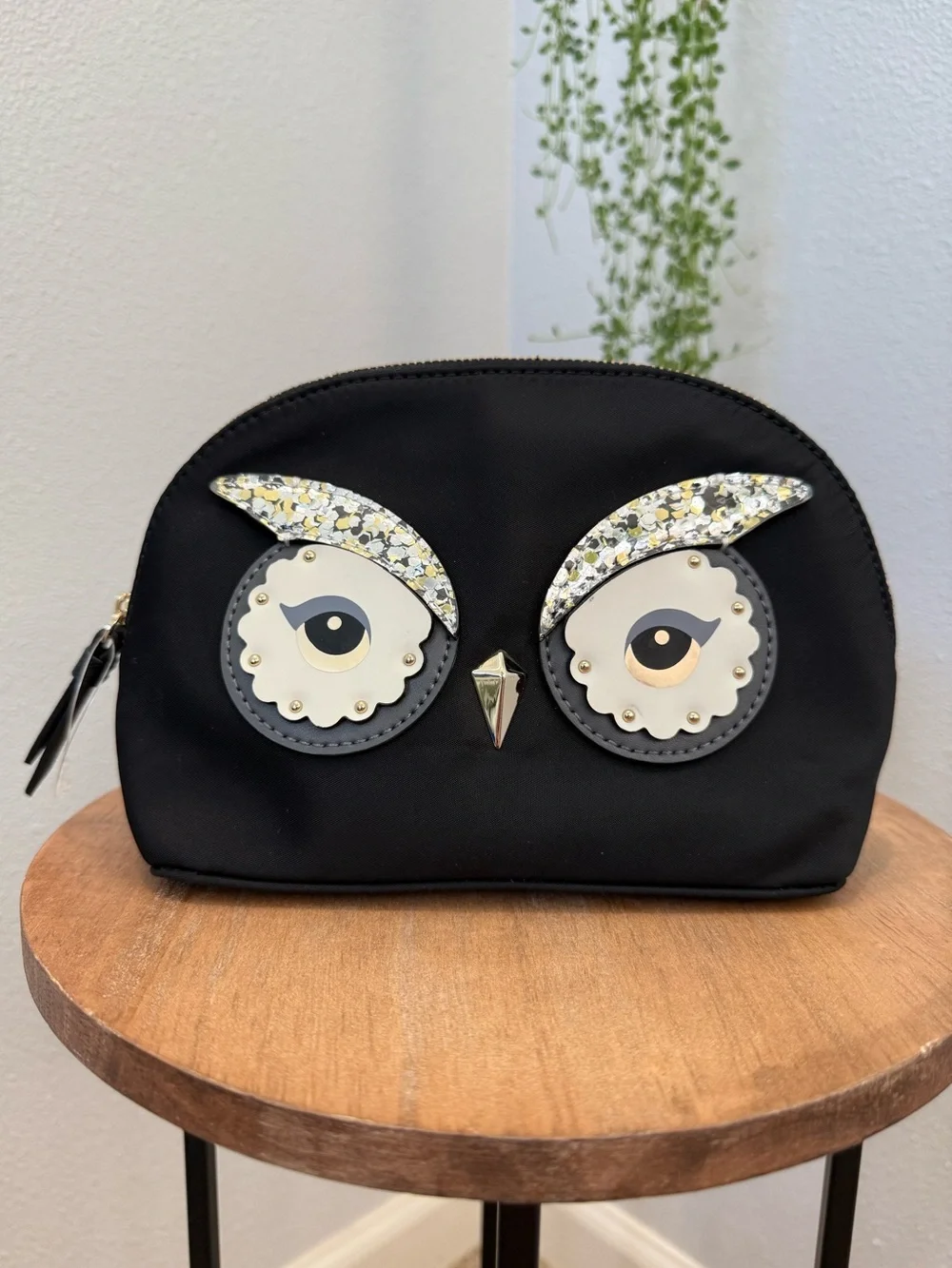 Kate Spade Marcy owl appliqué nylon cosmetic bag